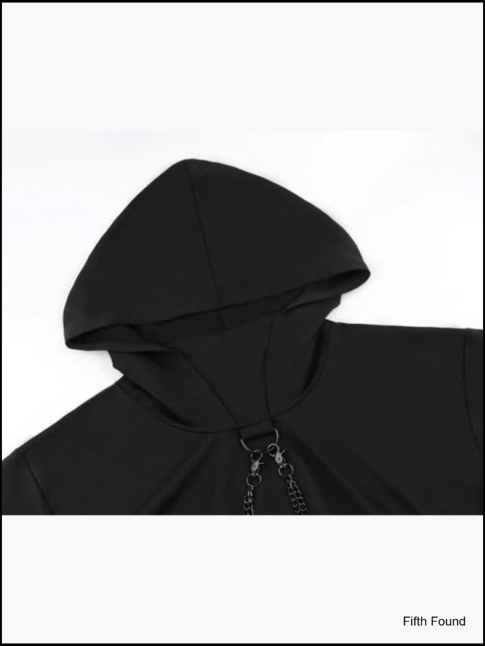 Fishnet Cropped Hoodie with Chain Long Sleeve Mesh Top Festival Rave Outfits - Picture 6 of 7